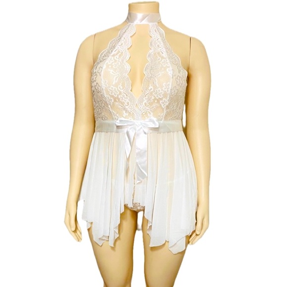 AVIDLOVE Plus Size Babydoll High Waist Teddy Chemise Floral Lace Lingerie Sz 18W - Picture 6 of 11